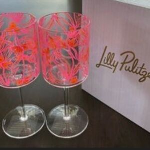 NIB LILLY  PULITZER Acrylic Pink Wine Tumbler Set 13 fl ozs